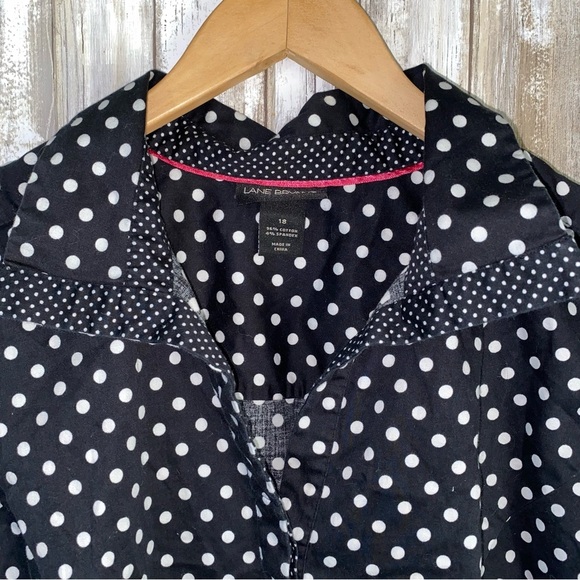 Lane Bryant Black and White Polka Dot Button Down Shirt - Picture 6 of 7